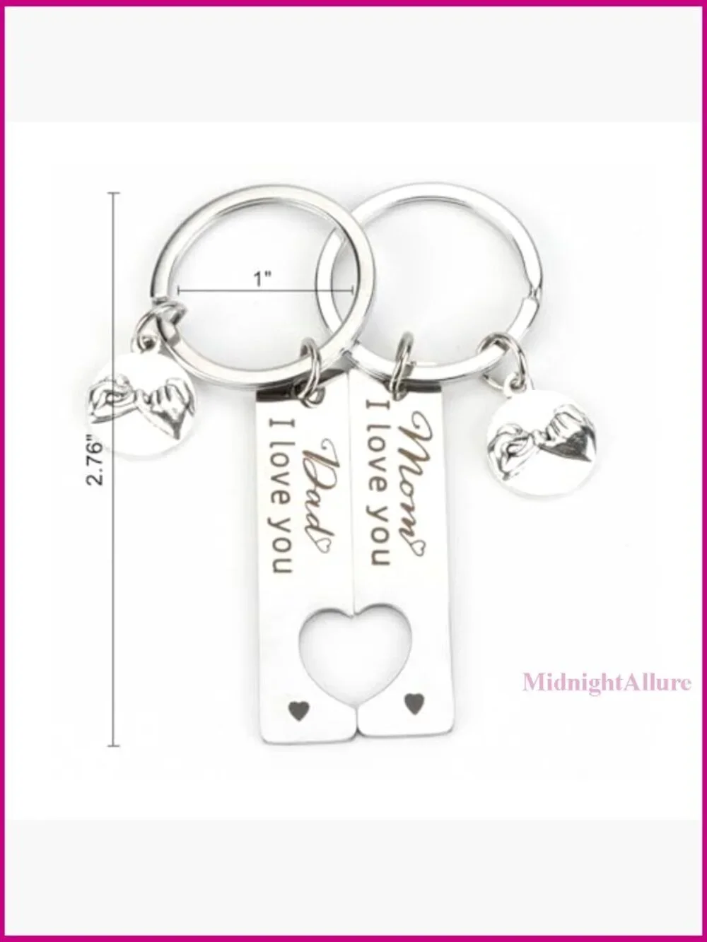 Couple Matching Keychain Set - Gift for Him or Her - Stainless Steel Dad Mom